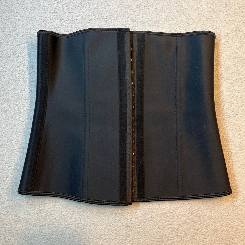 YIANNA Women Black Latex Waist Trainer Cincher Corset High Compression Small